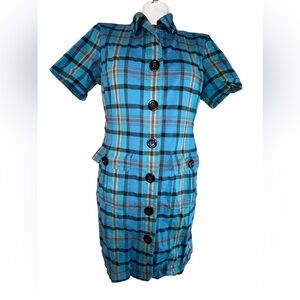 Pendleton Plaid Button Shirt Dress Short Sleeve